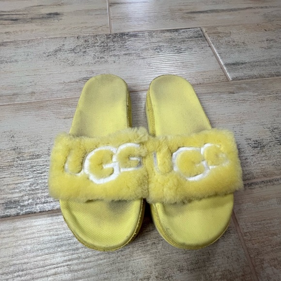 Ugg Latin Fur Sandal Slip On Margarita Yellow - Picture 4 of 5